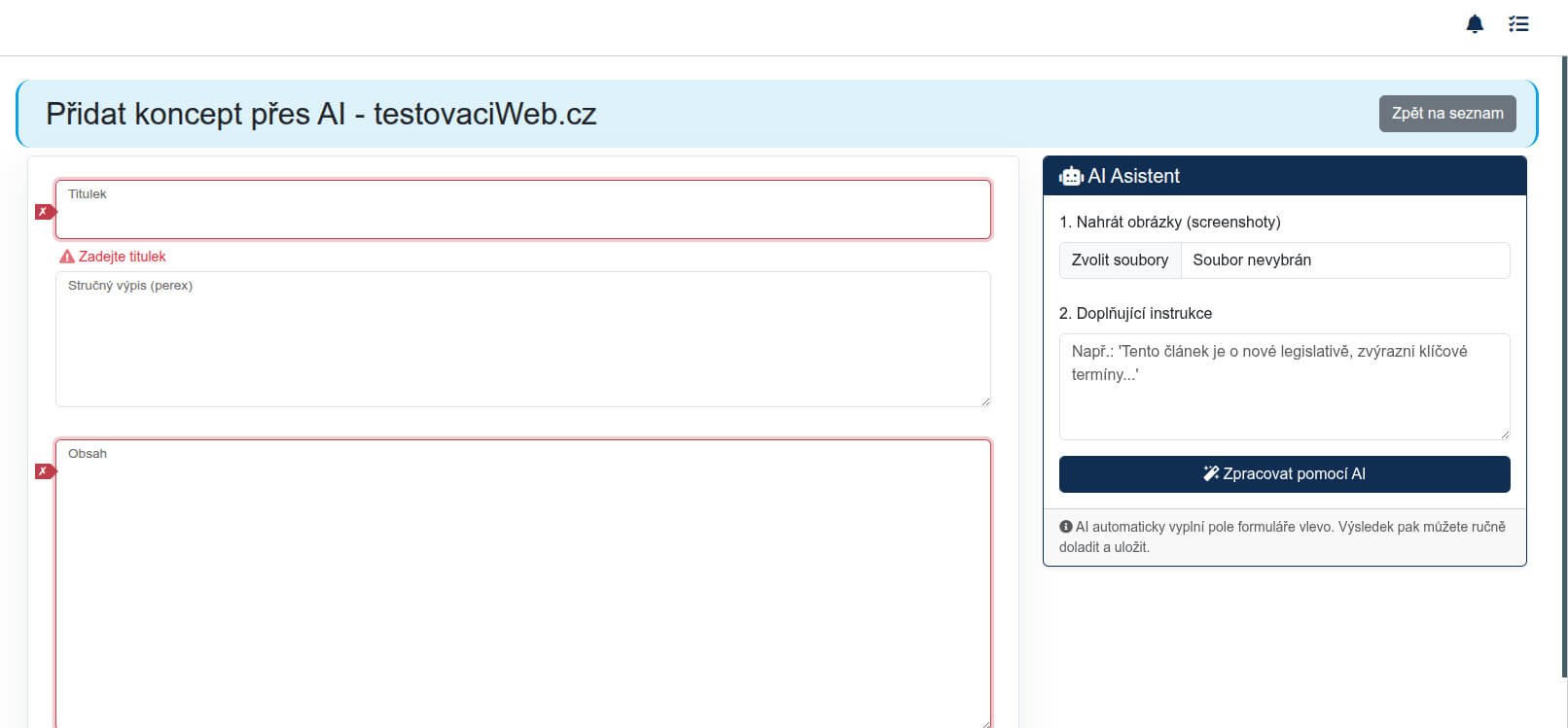 Generování obsahu pro wordpress, live notifikace a 3D prezentace